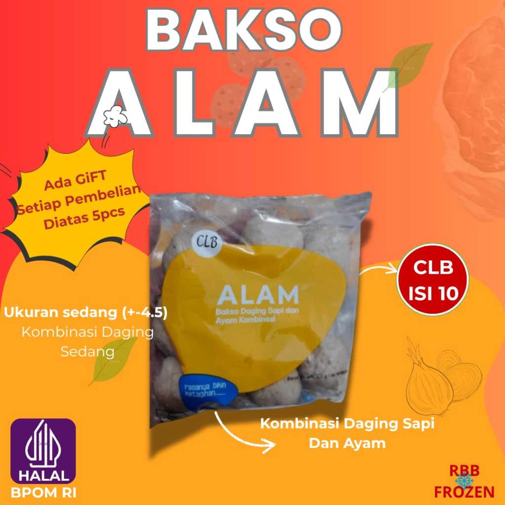 Rajanyabasobandung - Bakso Alam Super Isi 10 Butir Bakso Sapi Frozen Halal Gurih Khas Bandung CLB10