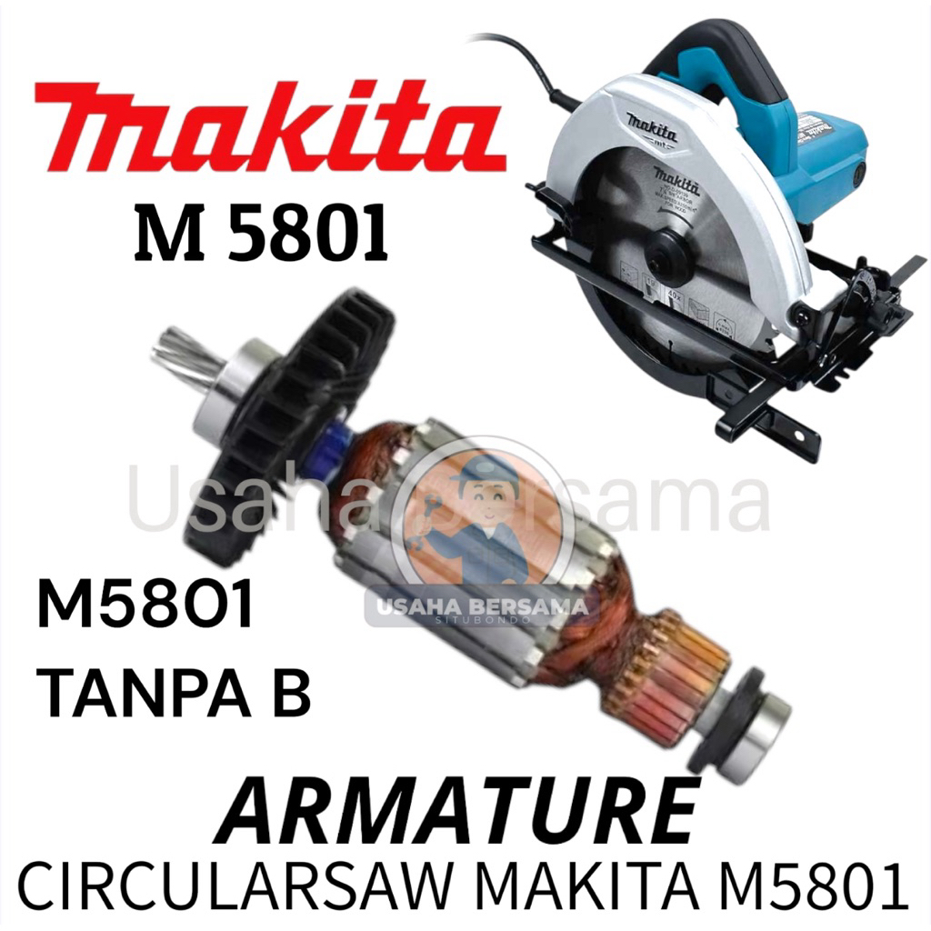 M5801 ARMATURE CIRCULARSAW MAKITA M 5801 TANPA B ROTOR MESIN CIRCULARSAW MAKITA ANGKER TEMBAGA MAKIT