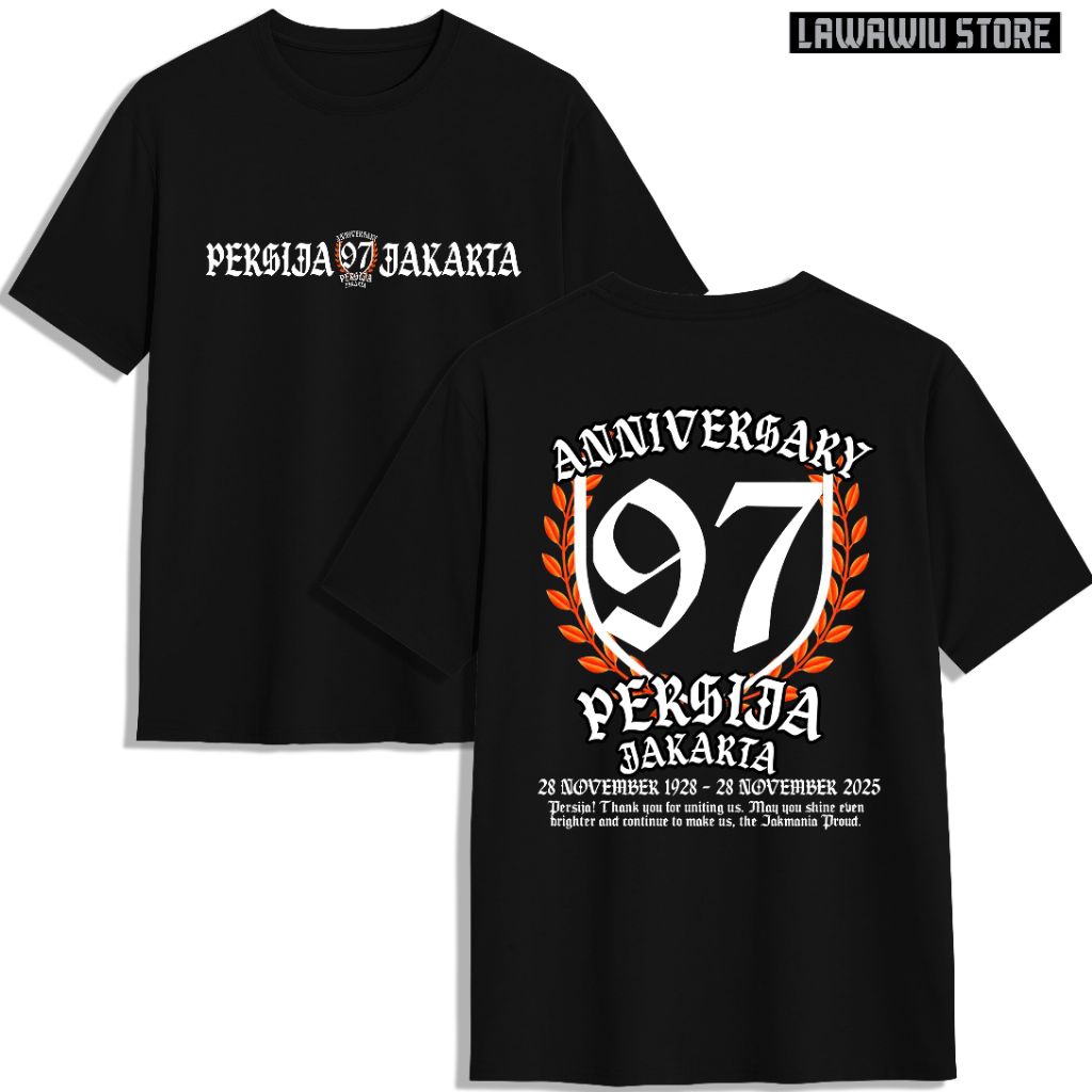 Kaos Anniversary Persija Jakarta Ke 97 Terbaru Kaos Supporter Bola Jakmania Unisex Pria Wanita Kaos 