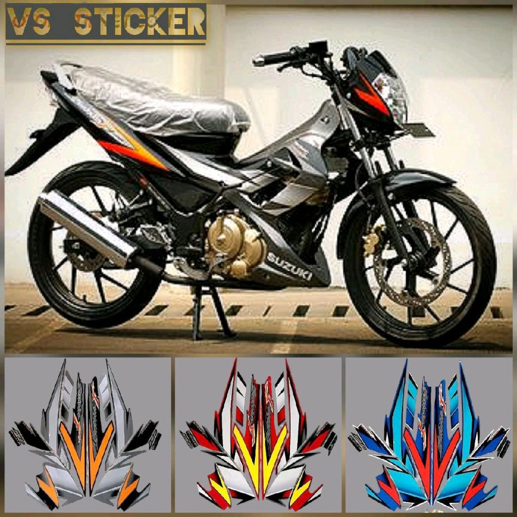 STRIPING STICKER LIST BODY STANDART MOTOR SUZUKI SATRIA FU 2007 2008 BIRU HITAM MERAH BERKULITAS