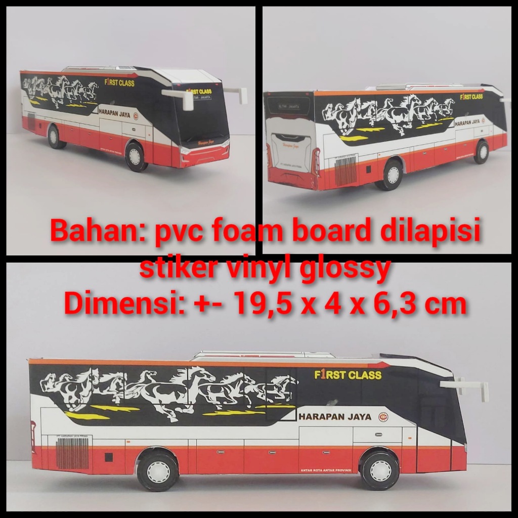 Miniatur Bus Harapan Jaya Suite Combibus - Papercraft Kurniatravel