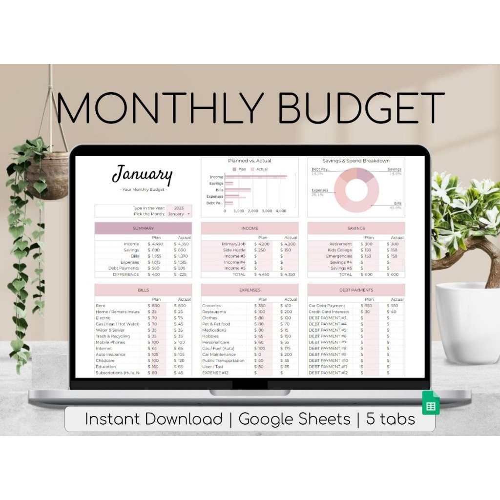 MONTHLY BUDGET SPREADSHEET