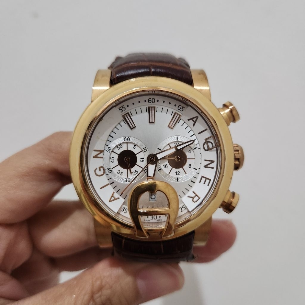 PRELOVED JAM TANGAN AIGNER AW2171 JAM TANGAN PRIA LEATHER