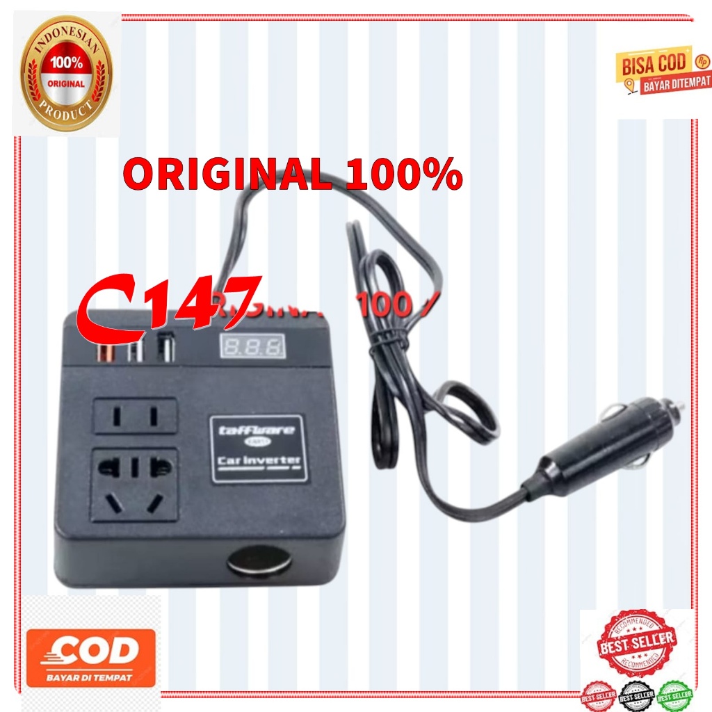 C147 100% ORI TRUK TRUCK ALAT PENGUBAH AKI JADI LISTRIK 12V 24V 100W CAR CHARGER POWER INVERTER USB 