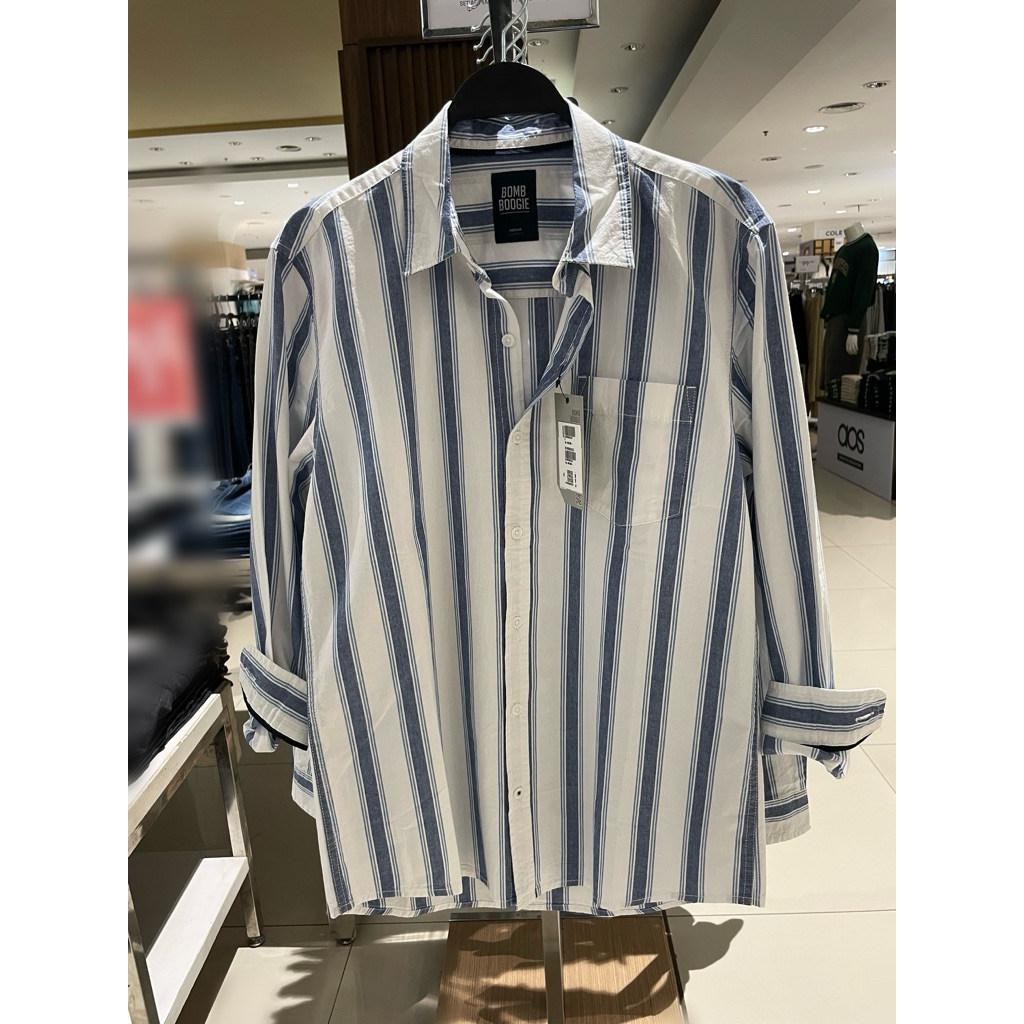 Bombboogie Kemeja Salur Kemeja Polos Pria Size S-XL