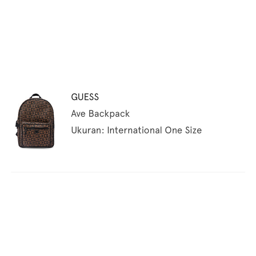Tas ransel Guess Ave Backpack warna coklat hitam motif G Tas original beli langsung bukan KW