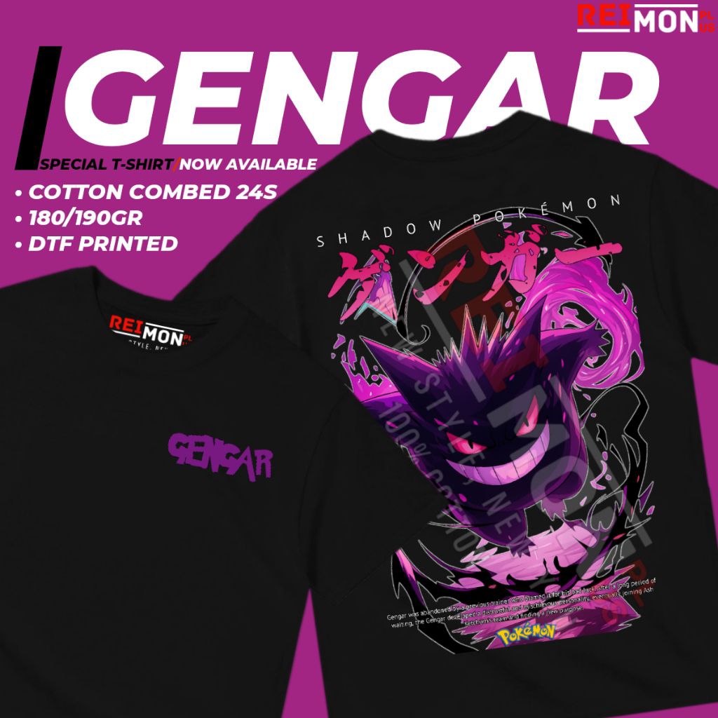 T-Shirt / Kaos Baju Anime Game Gengar Pokemon