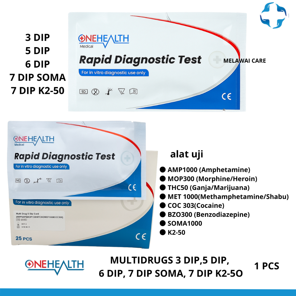 Alat Tes Narkoba Urine Onehealth Multi Drug Test 3 Parameter 5P 6P 7P Akurat Cek Shabu Ganja Heroin 