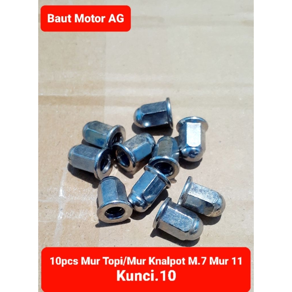 10pcs mur topi/Mur knalpot M.7 mur 11 kunci 10