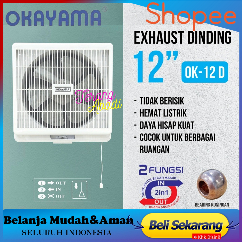 Kipas Angin Exhaust Okayama OK-12D Dinding Hexos 12 Inch Murah Hemat Energi