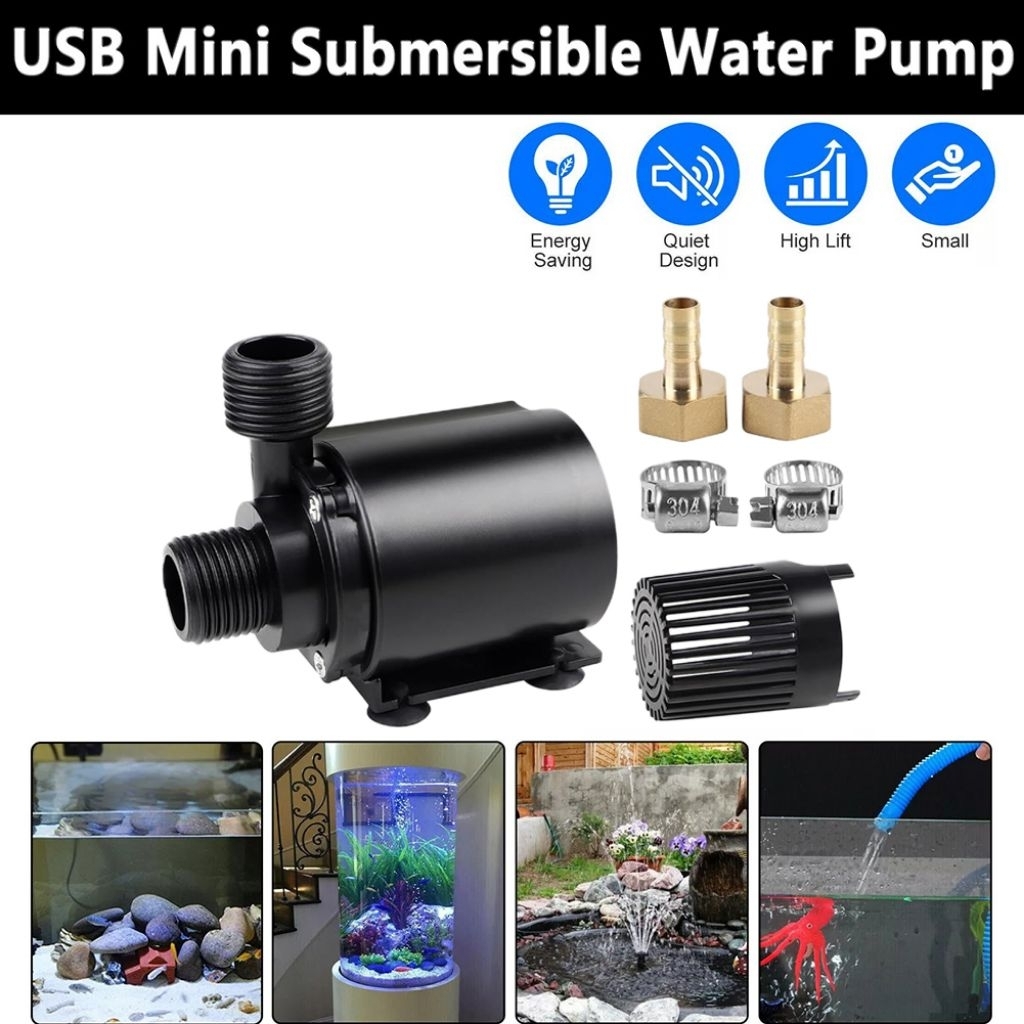 pompa air mini submersible sirkulasi aquarium. air mancur USB power DC