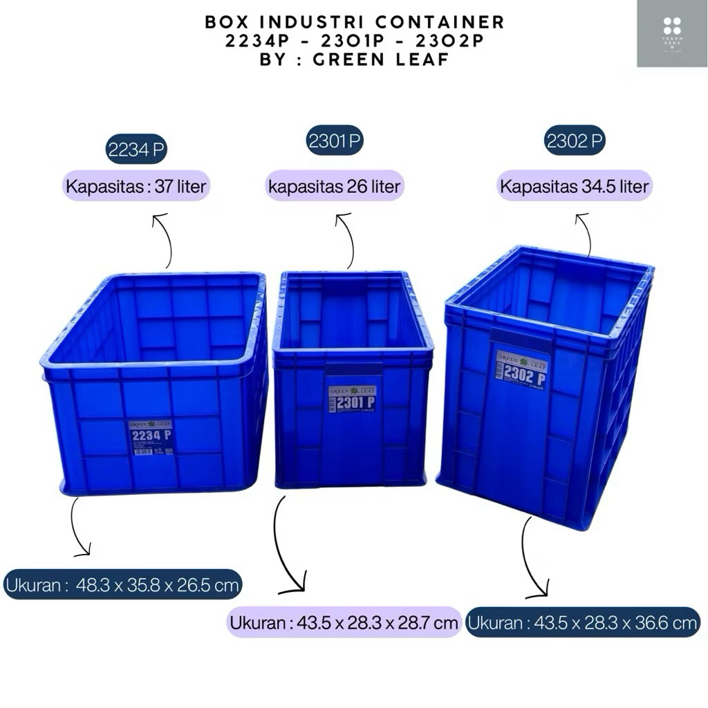 Green Leaf - Plain Industrial Container / Kontainer Polos Box Tahu Bok Container 2301P 2302P 2234 P 