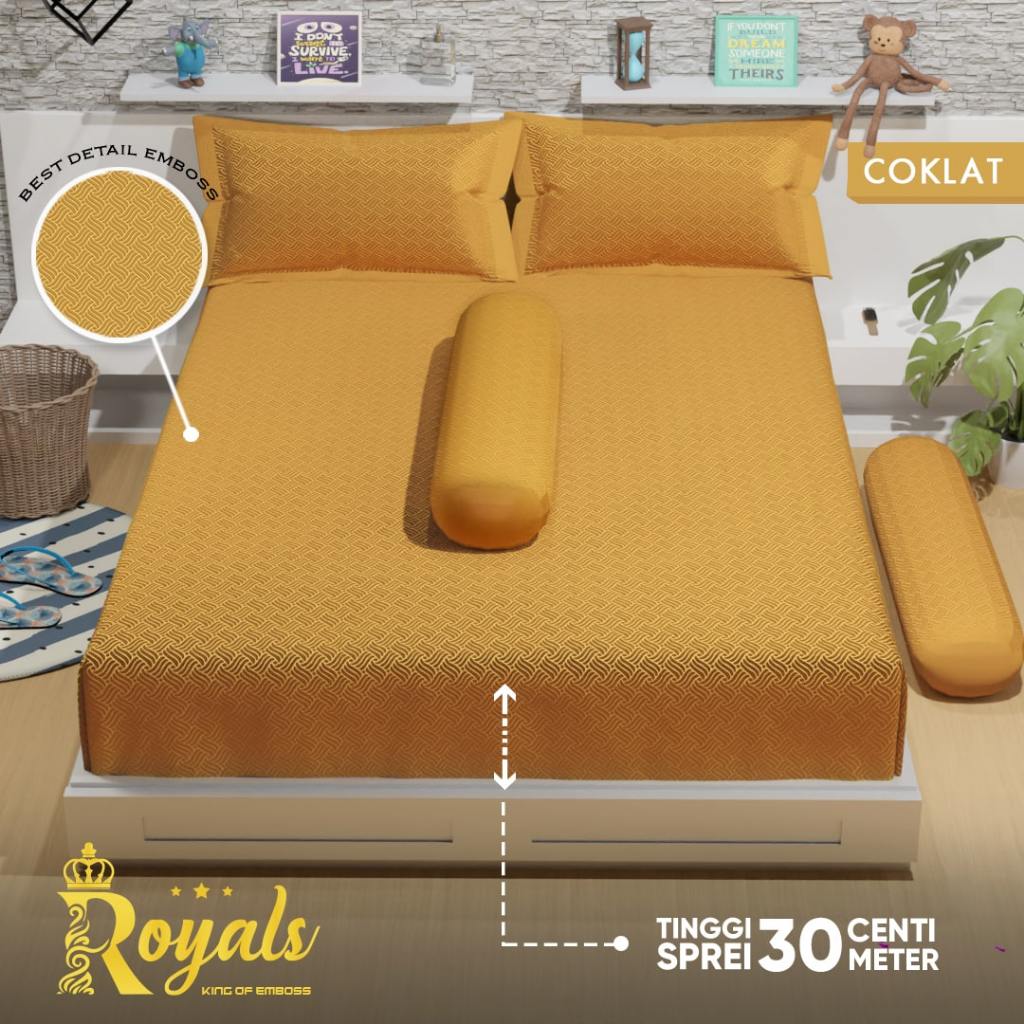Royals Sprei Emboss Uk 160 x 200 x 30 Bahan Katun Sintetis / Seprei Halus / Polos Warna