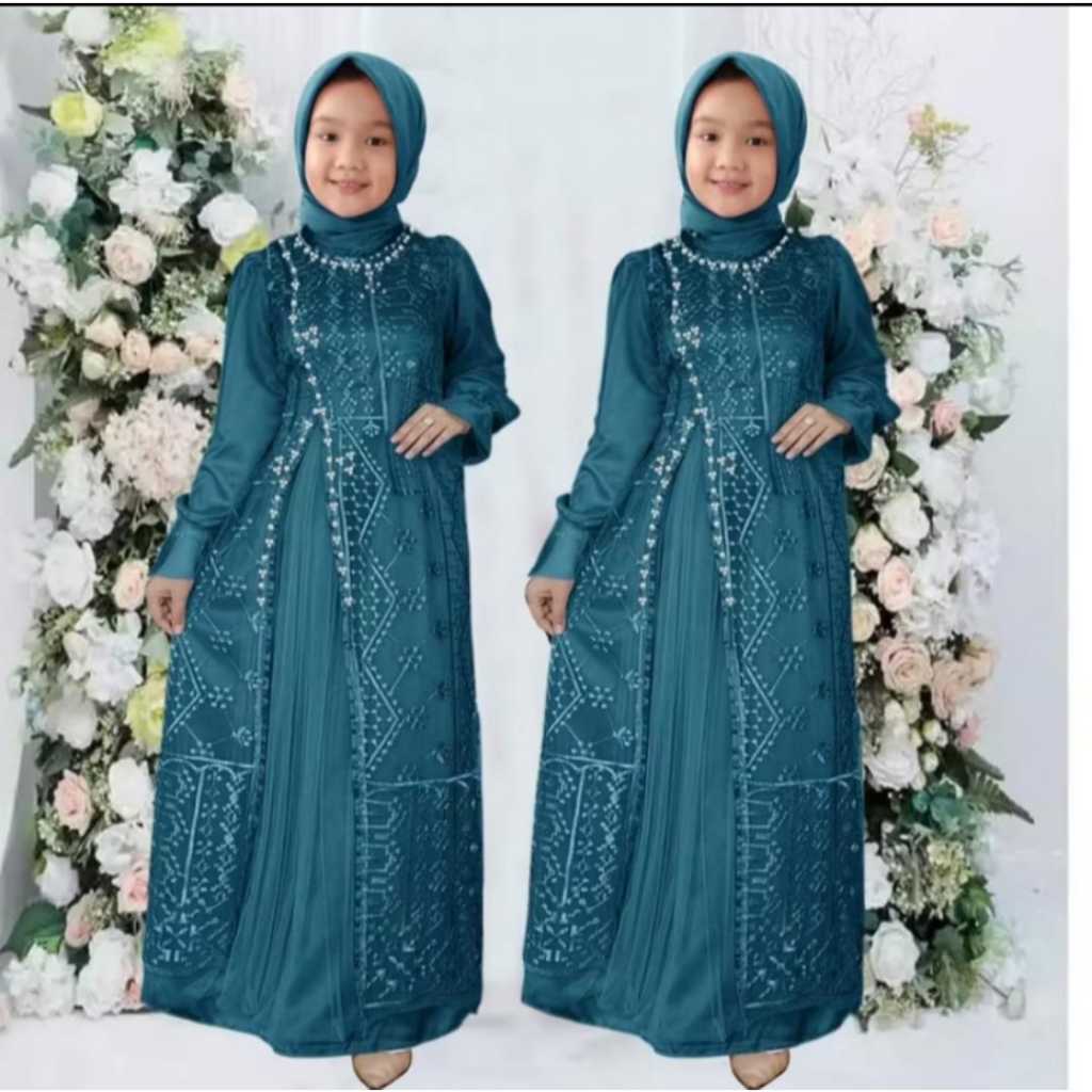 KID ROSE ,DRESS ANAK MODEL TERBARU GAMIS ANAK BROKAT MUTIARA TEMBAK UKURAN 2-3THN ,4-5 THN ,6-7THN ,
