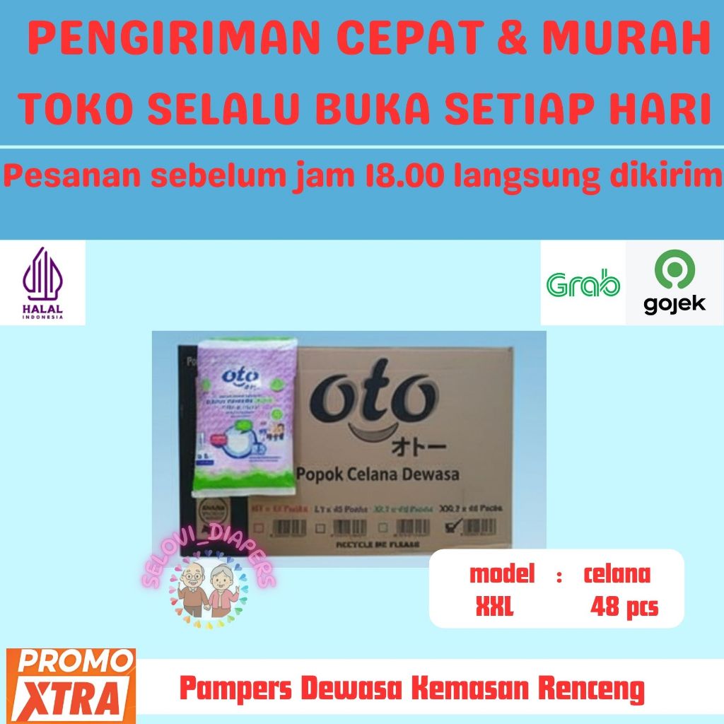 OTO Pampers dewasa model celana Size XXL kemasan Renceng 1 DUS isi 48 pcs