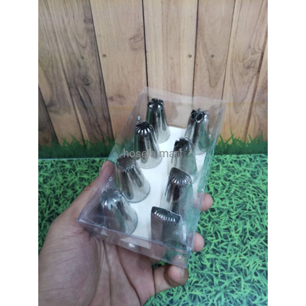 Spuit Kue Spet Tar Jumbo Isi 8 Pcs Semprit Curos Stainless Stell Anti Karat / spuit jumbo set