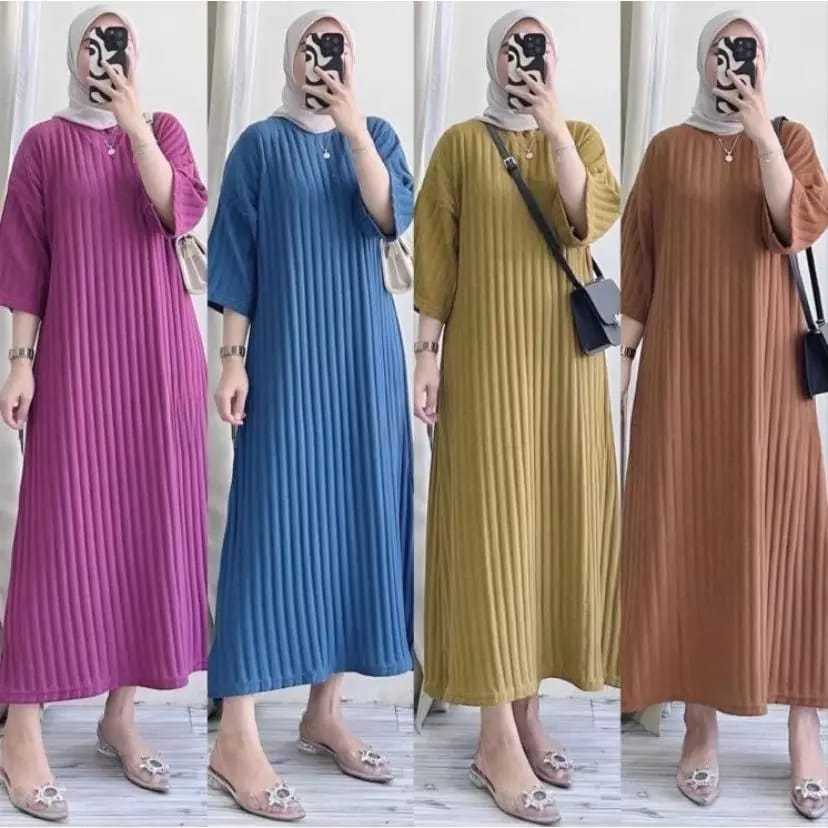 Lucia Dress Knit Gamis Hornet Jumbo Wanita || Lucia Knit Gamis Hornet Jumbo Wanita Nyaman