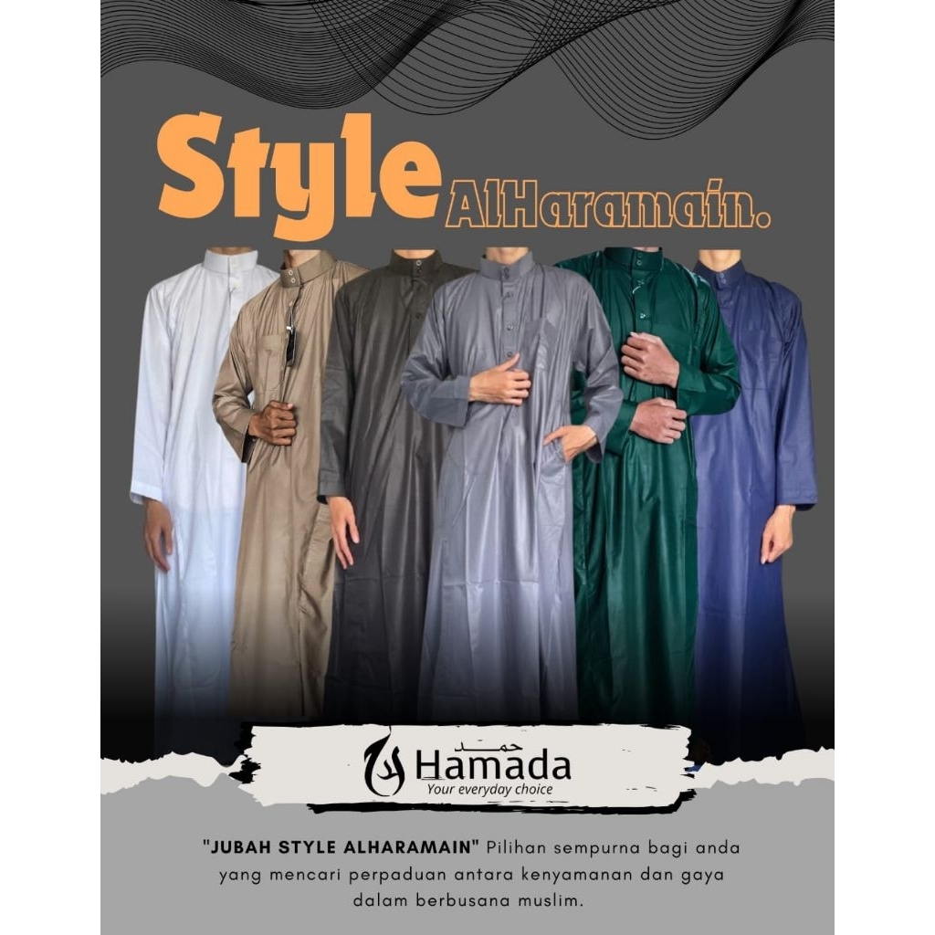 JUBAH PRIA ANAK REMAJA DEWASA PUPLE POLOS HAMADA STYLE AL-HARAMAIN