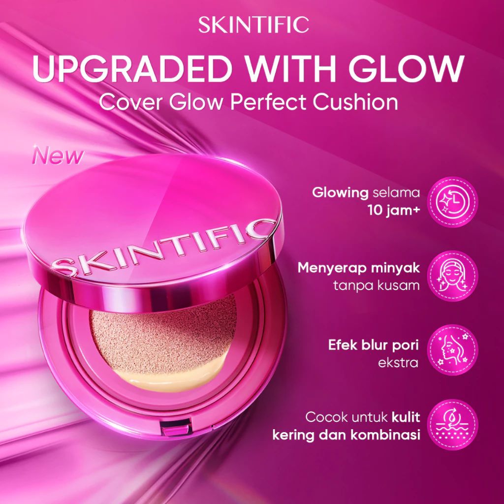 Skintific Cover Glow Perfect Cushion Full Size | Waterproof Smudgeproof Long Lasting Tahan Lama Full
