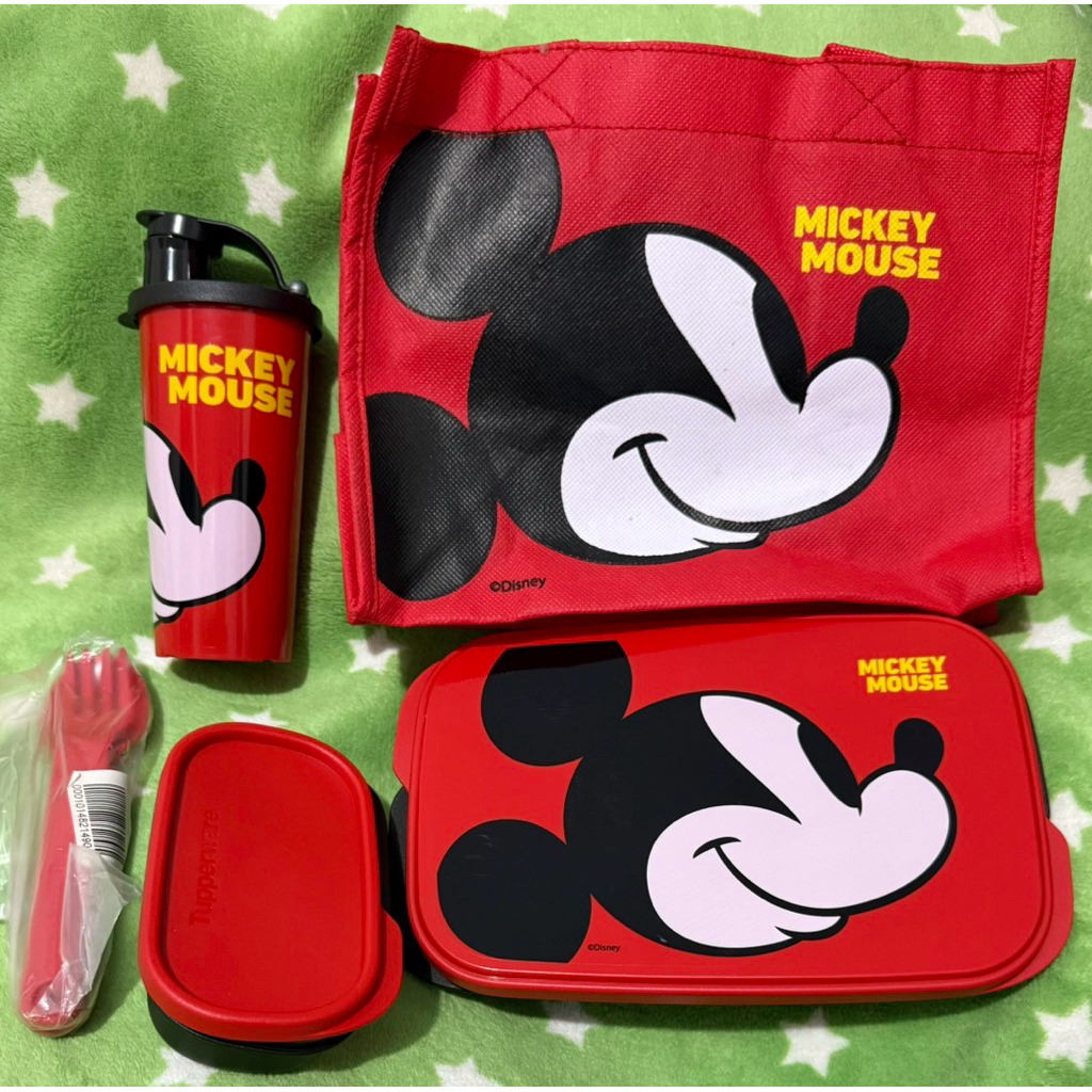 SET WADAH BEKAL MAKAN SD DAN TK TUPPERWARE/FOODIE BUDDY/MICKEY MOUSE LUNCH BOX SET WITH BAG/FOODIE L