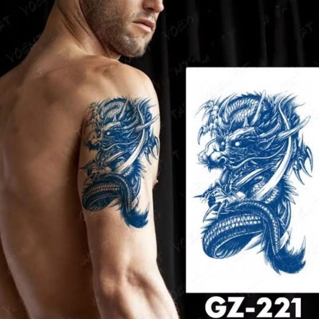 [ SEMI PERMANEN ] Tatto temporer GZ 221 NAGA size 18x11 tatto temporary stiker tatto temporary bisa 
