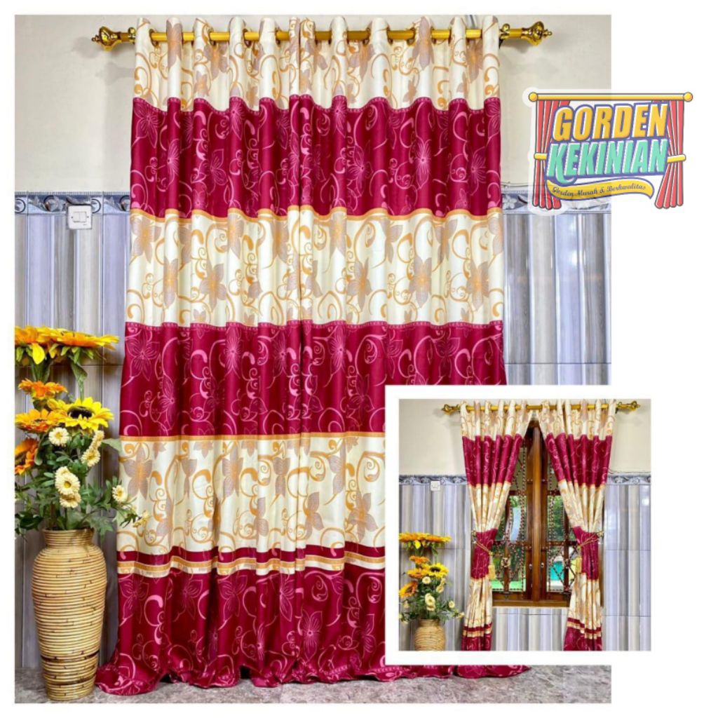 Gorden Motif Maroon Floral Ring 12 Gorden Maroon Floral Gorden Merah Hati Lapis Gorden Smokring Gord