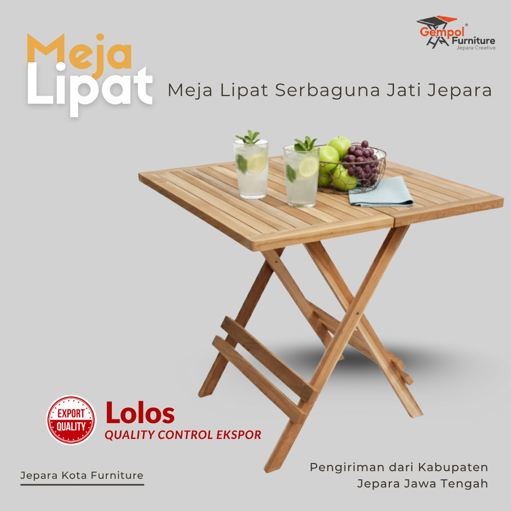 Meja Terlaris Lipat Kotak berkualitas kayu jati kering / Jati Jepara / Lolos Quality Ekspor