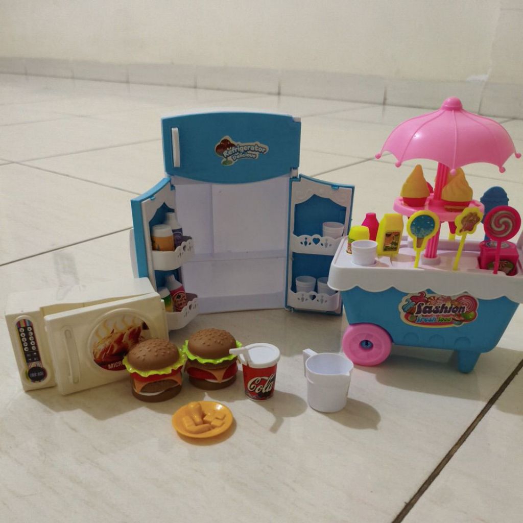 Preloved mainan eskrim dan kulkas mini