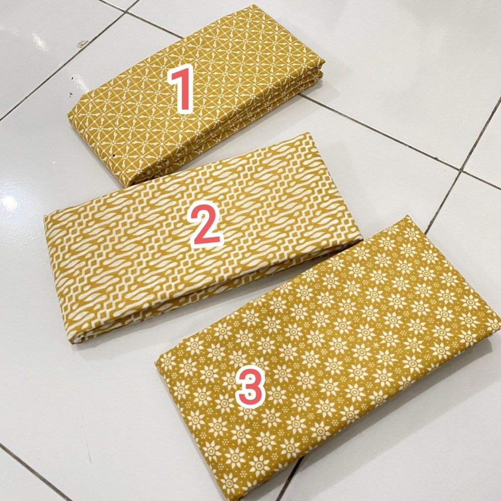 depot kain batik warna kuning lemon kunyit motif tabur bintang katun halus nyaman panjang