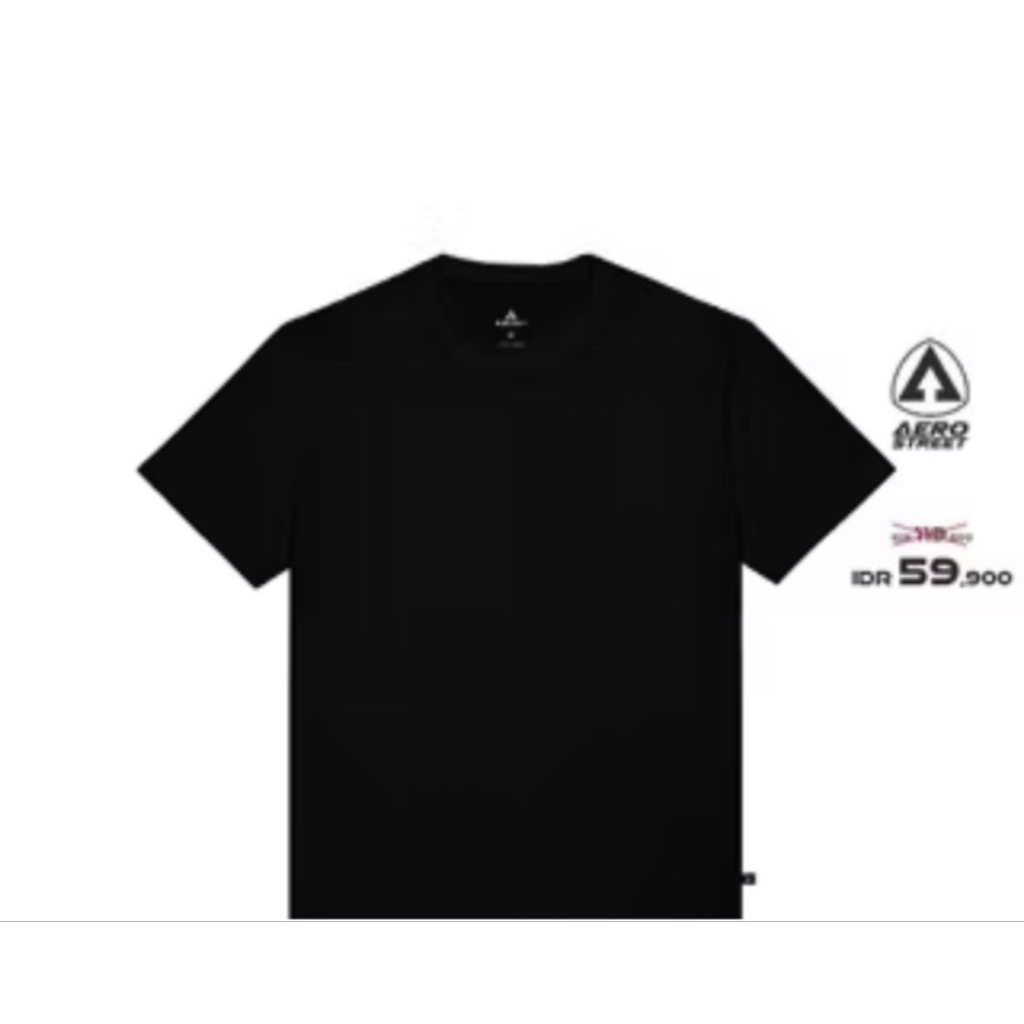 Aerostreet T-shirt reguler polos gelap Hitam t-shirt Tshirt