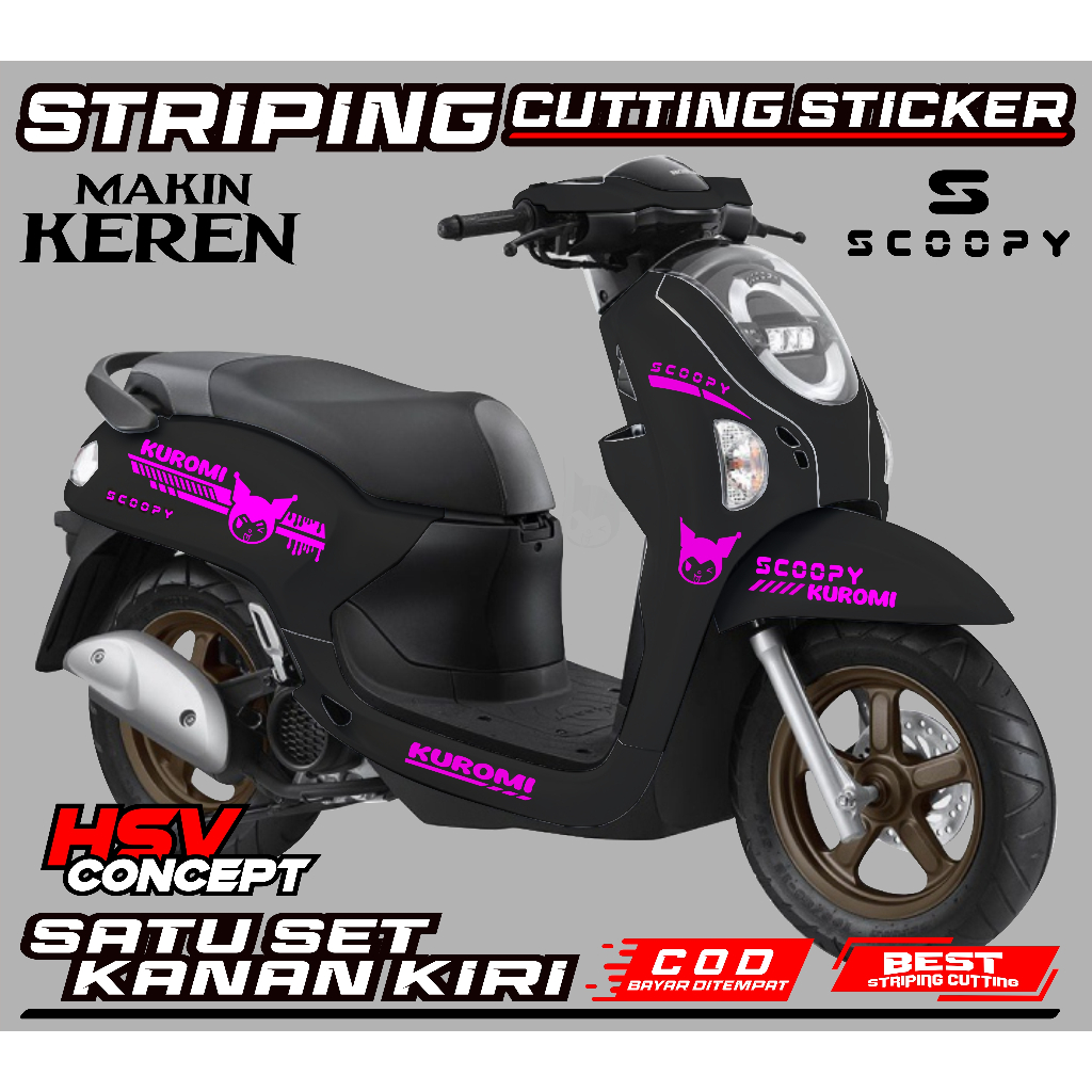 STRIPING CUTTING STICKER SCOOPY 2025 NEW LIS VARIASI AKSESORIS ALL SCOOPY KUROMI