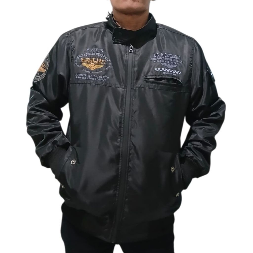 ​Jaket Bomber Pria KICKSOOGAR Outdoor Casual Windproof Jaket Motor Original Black