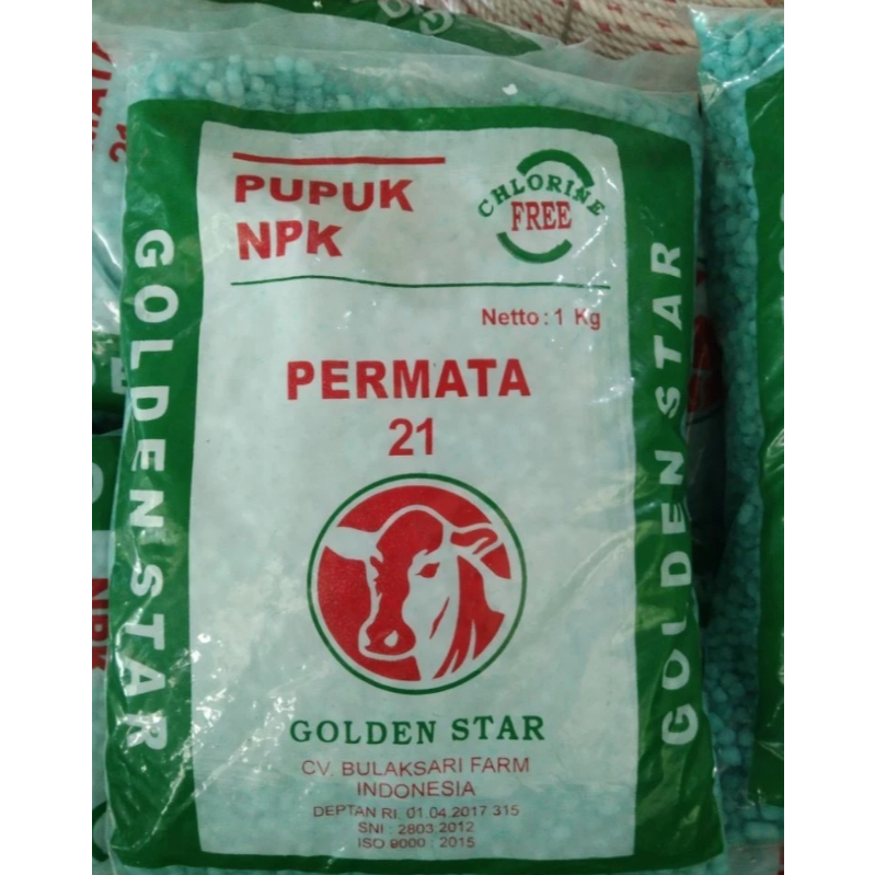 Pupuk NPK 21 PERMATA GOLDEN STAR free chlorin
