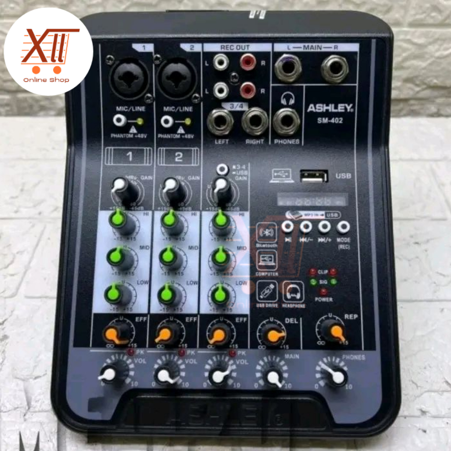 ASHLEY SM~402 MiNi MiXER AUDiO ORiGiNAL MiXER 4 CHANNEL ( 2 MONO + 1 STEREO )