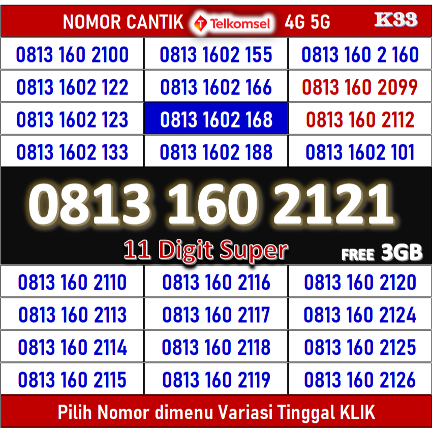 Kartu Perdana Simpati Elegan– 11 Digit New Cover, Legal 4G/5G ( K33 )