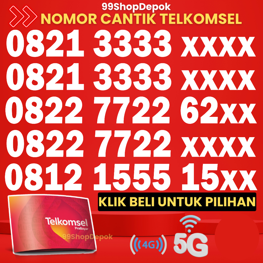 Kartu Perdana Nomor Cantik Telkomsel Simpati KODE 190.1 - Nomer Cantik Telkomsel 7777 - No Cantik Si