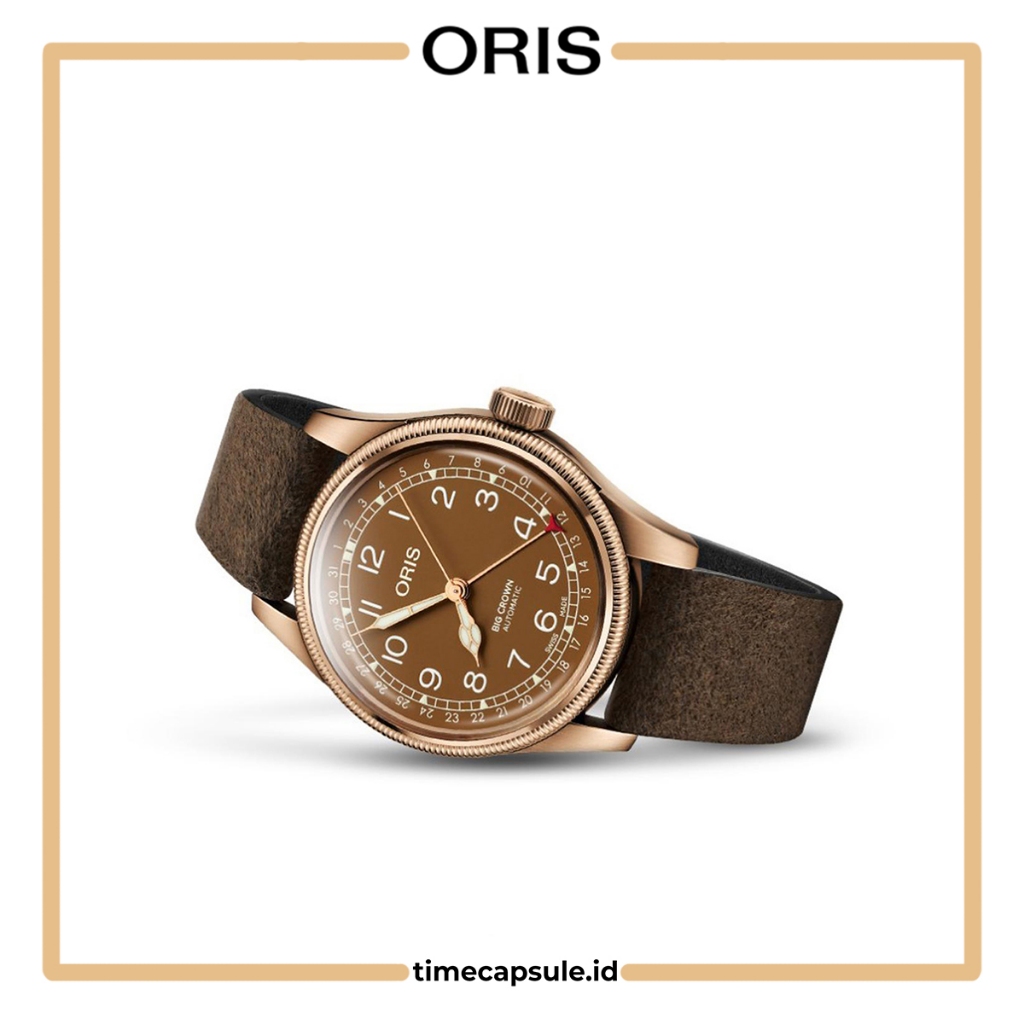Jam Tangan ORIS Big Crown Bronze Pointer Date 754 7741 3166 Dark Brown Leather Strap Garansi Resmi I