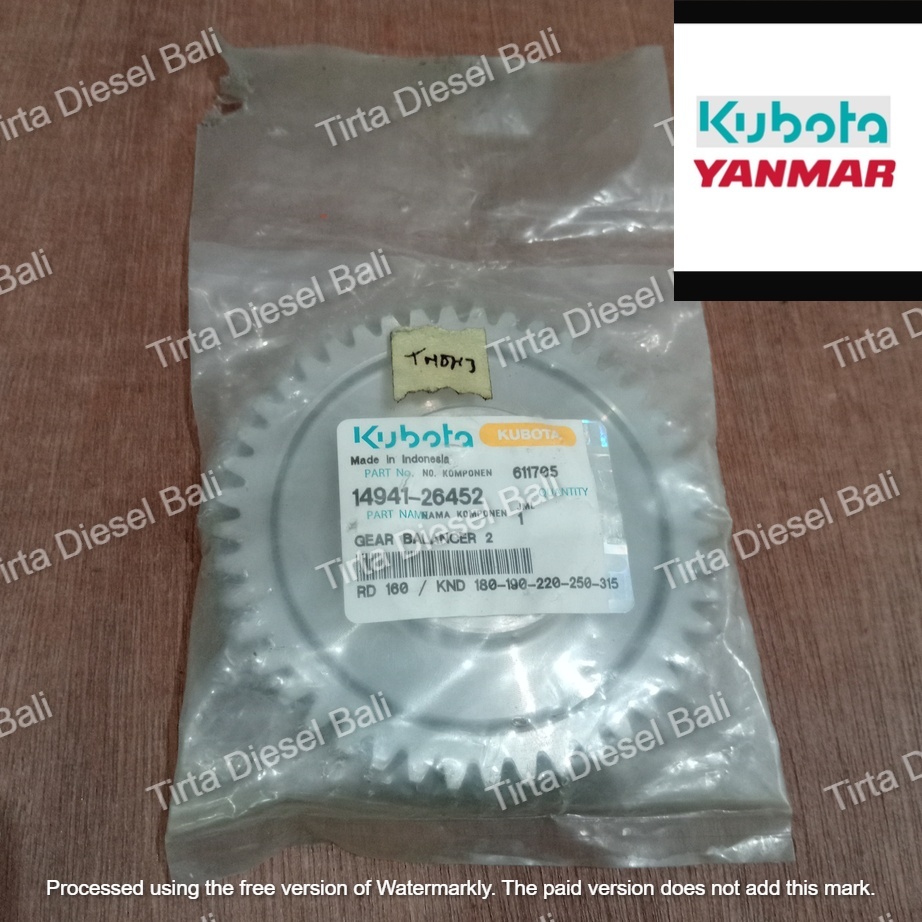 KUBOTA GEAR BALANCER 2 GIGI BANDULAN RD 160 / KND 180-190-220-250-315 14941-26452 ORIGINAL