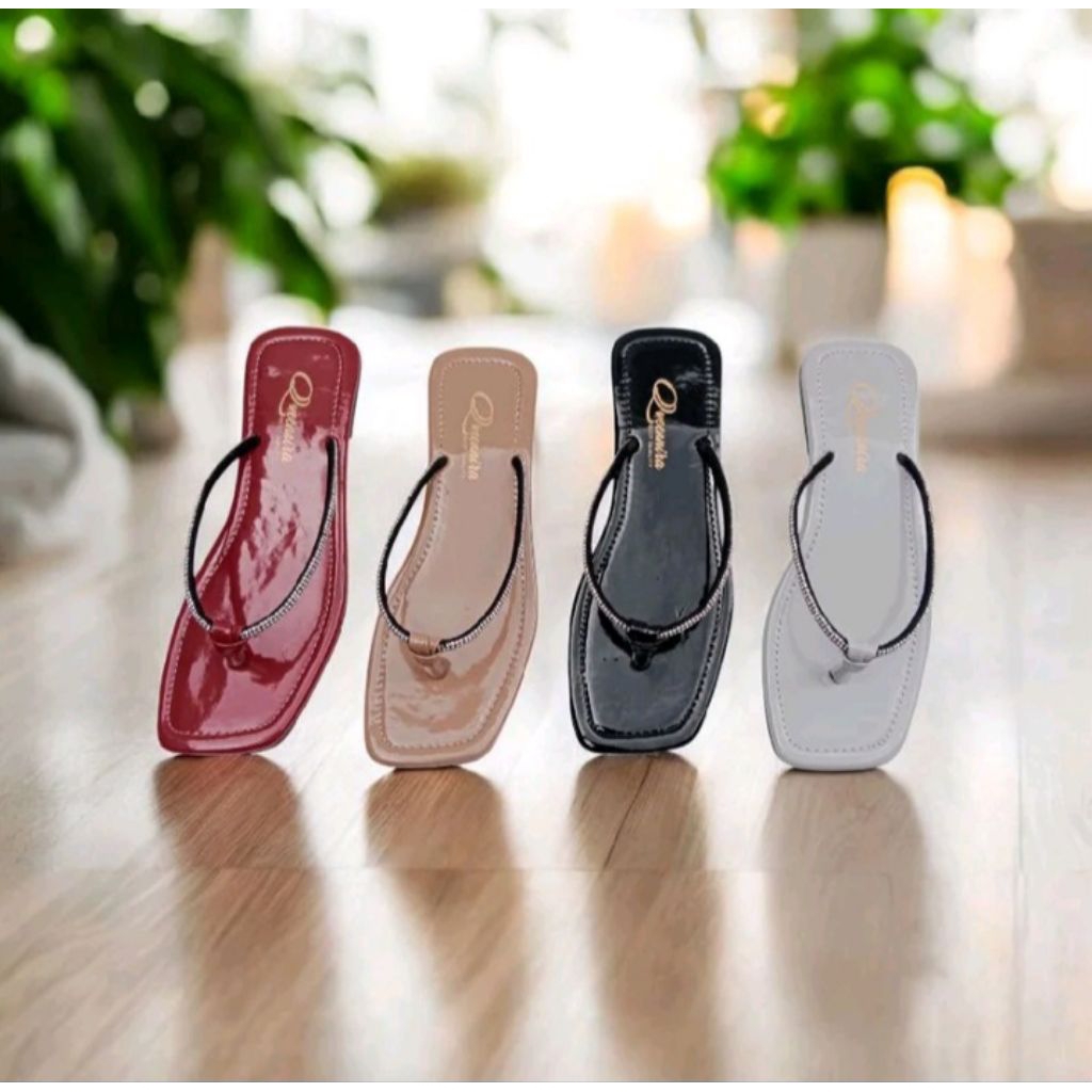 LIVINA GLOSY Sandal Flat Wanita Sendal Jepit Mutiara Glosy Nonslip - Shoes Sandal