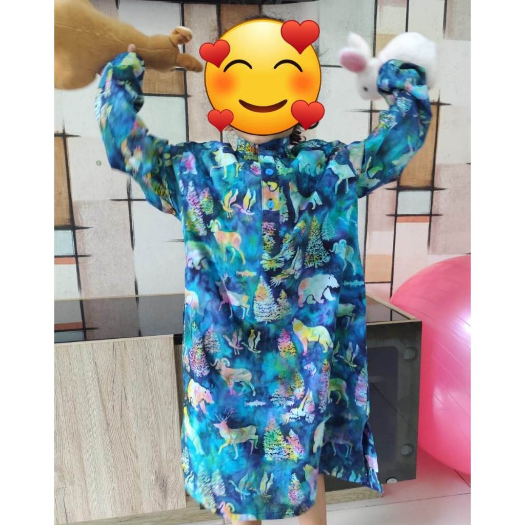 Baju Koko Kurta Anak Bollywood India Lengan Panjang Motif Katun Batik Bali Aneka Ukuran