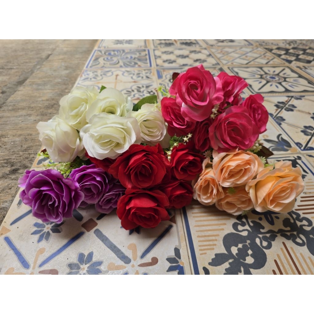 Bunga Artificial Mawar Rose Holland Besar 6 Cabang