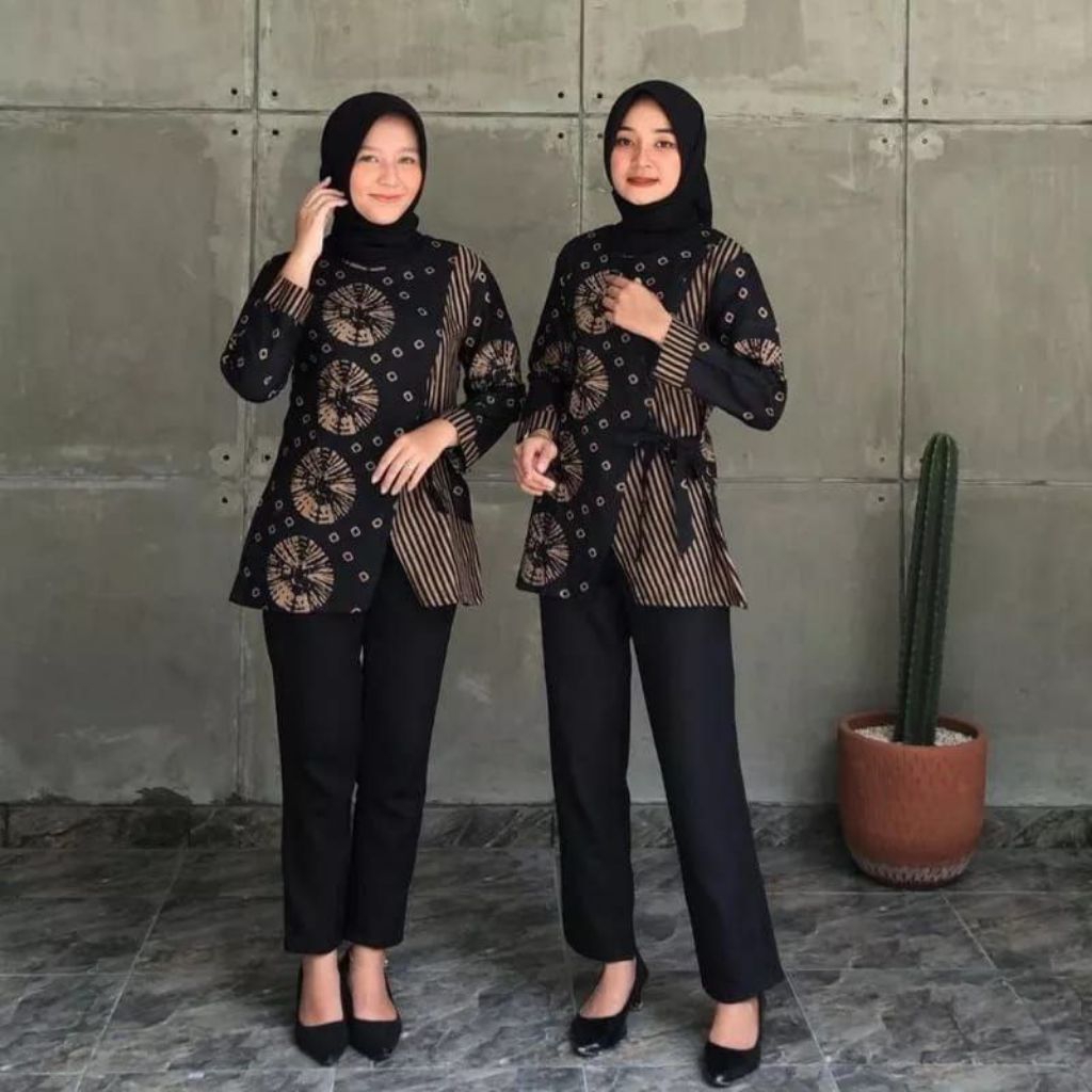 Blouse batik Diana. Outfit blouse batik kekinian