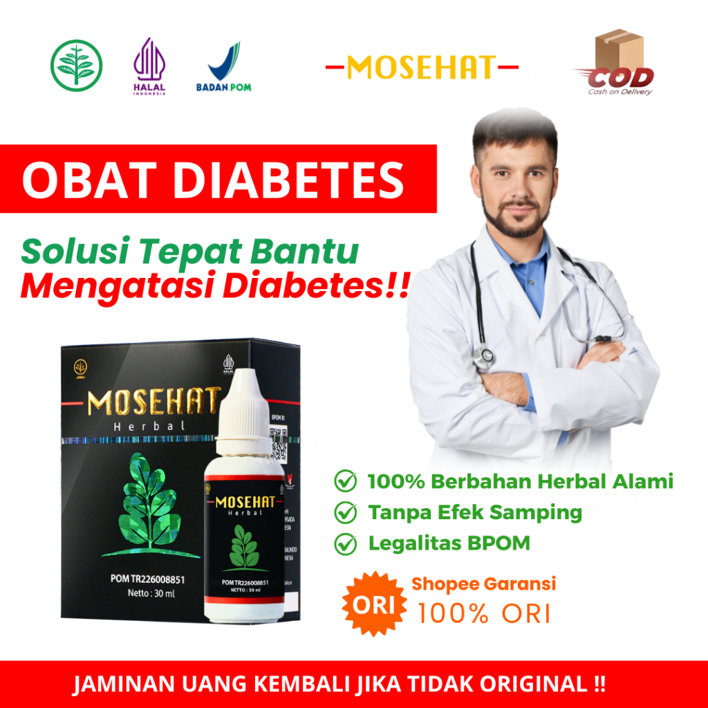 MOSEHAT Obat Diabetes Paling Ampuh Obat Gula Darah & Kencing Manis - 30ml