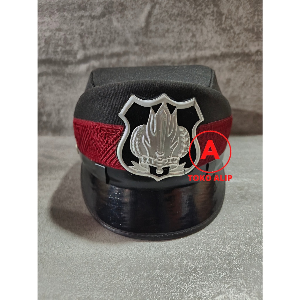 Topi Pet Security List Putih (Wanita) - Topi Pet Satpam Topi PDH Satpam Cokelat