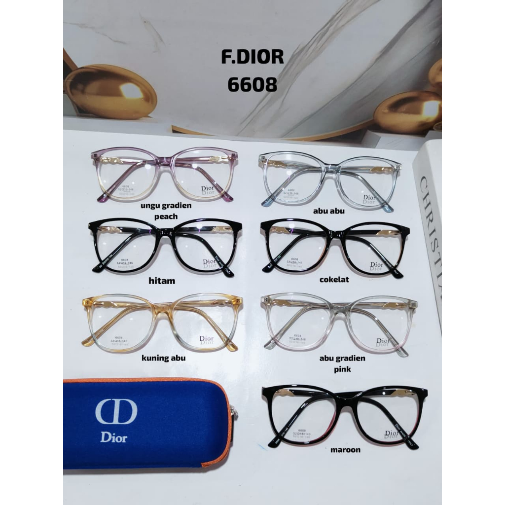 OptikTerang - Kacamata Frame DIOR 6608 Bluechromic Bluray Minus Fotokromik CRMC All Size Wanita
