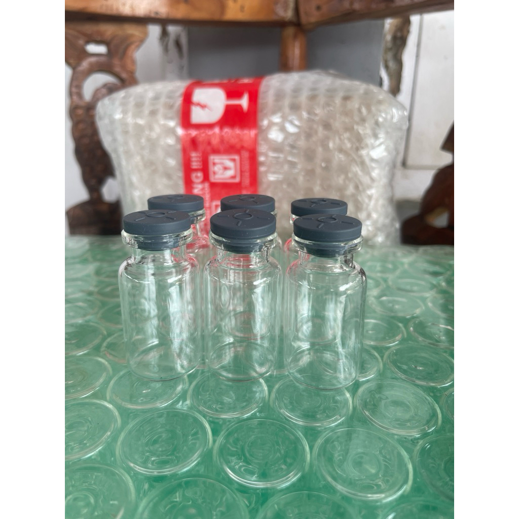 Botol vial kaca 10ml /Botol pinisilin 10ml + Tutup karet