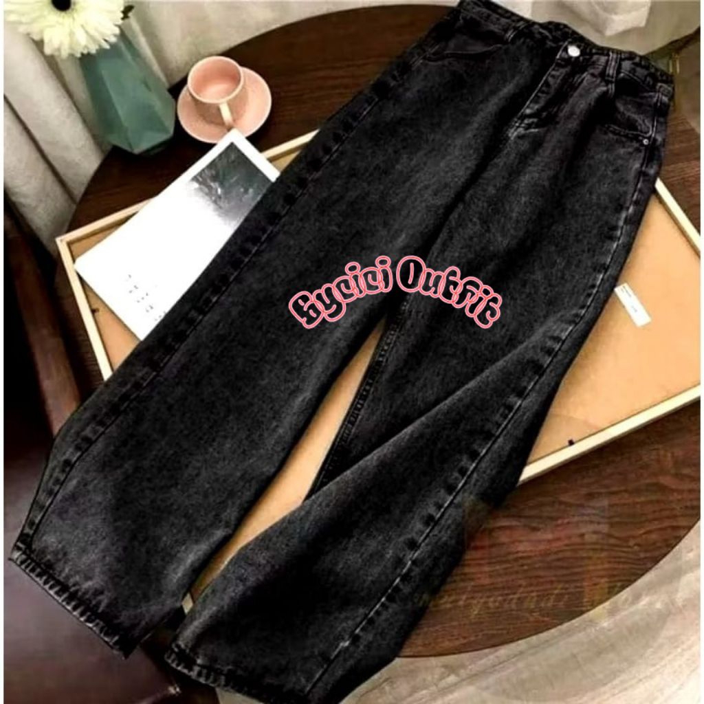 CELANA HIGHWAIST KULOT JEANS MOZZA CELANA PANJANG WANITA OUTFIT KEKINIAN