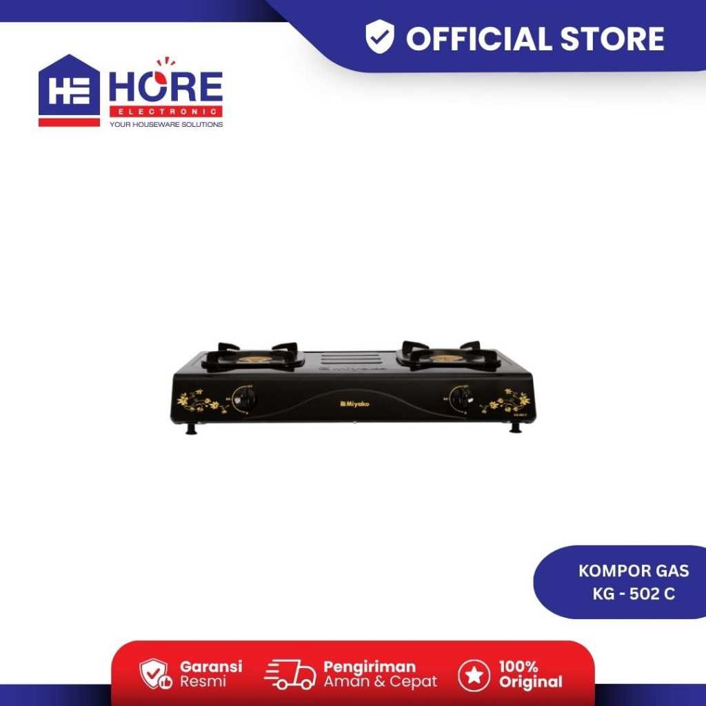 KOMPOR GAS MIYAKO KG 502C / KOMPOR GAS MIYAKO 2 TUNGKU STAINLESS STEEL / KOMPOR MIYAKO KG 502C BLACK