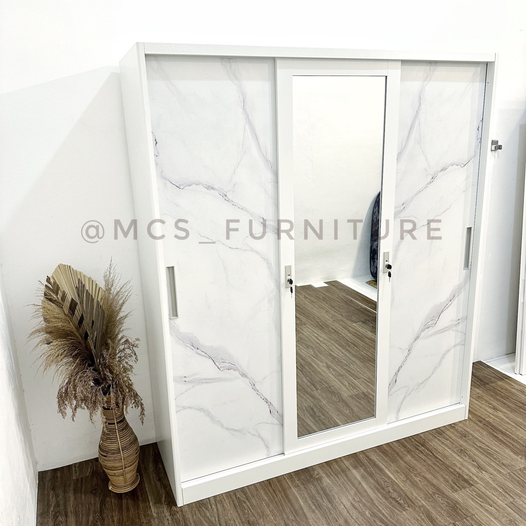 Lemari Baju Jumbo Pakaian Besi Sliding Metal Mebel Furniture Semarang CARGO ONGKIR SESUAI