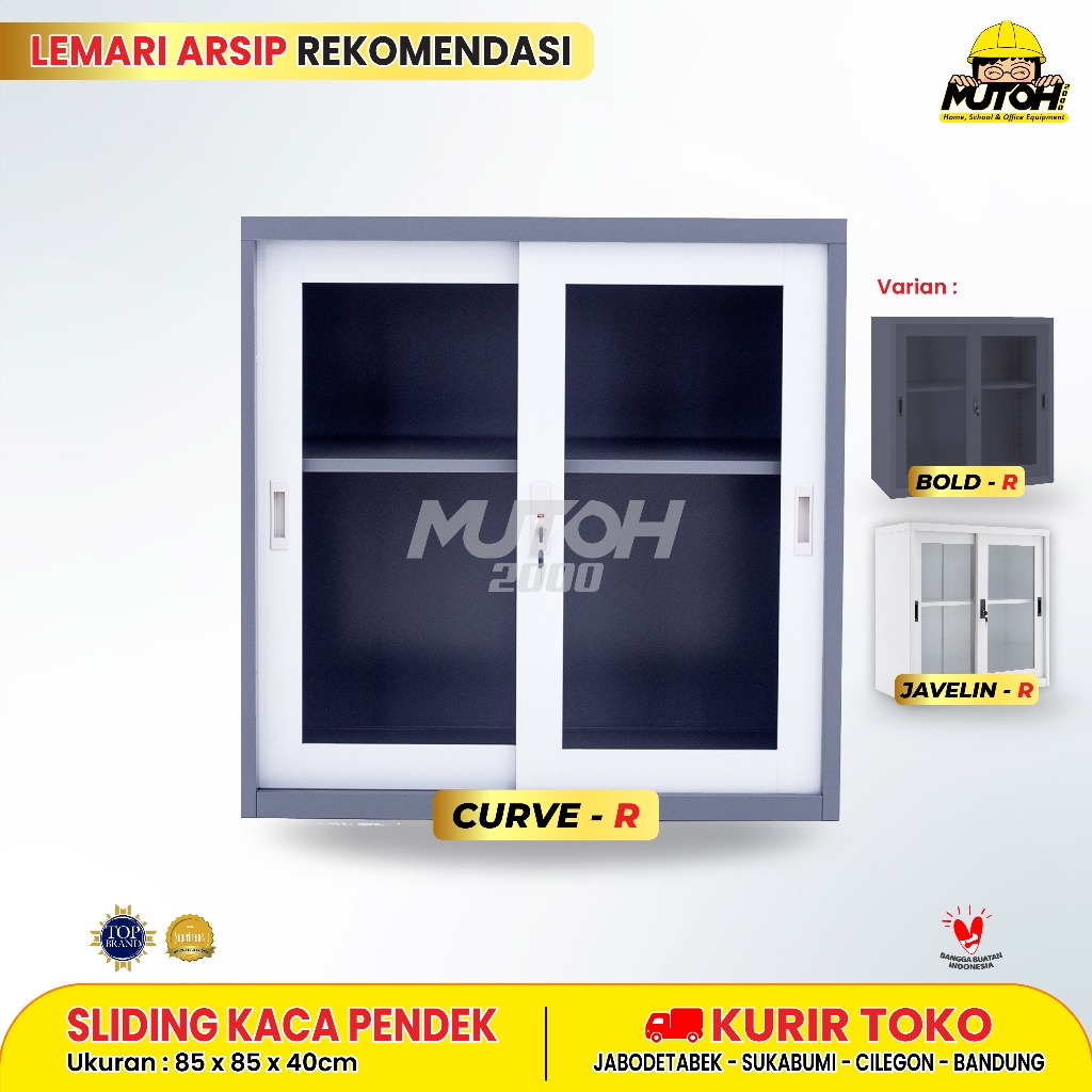 LEMARI ARSIP BESI PENDEK 2 PINTU SLIDING KACA GESER | MUTOH REKOMENDASI
